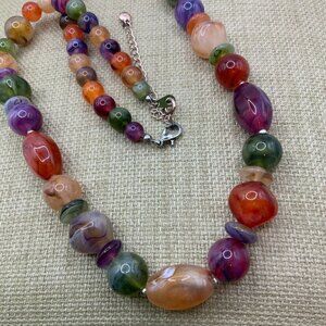 RMN Avon Vintage Multi Colored Swirl Beaded Necklace